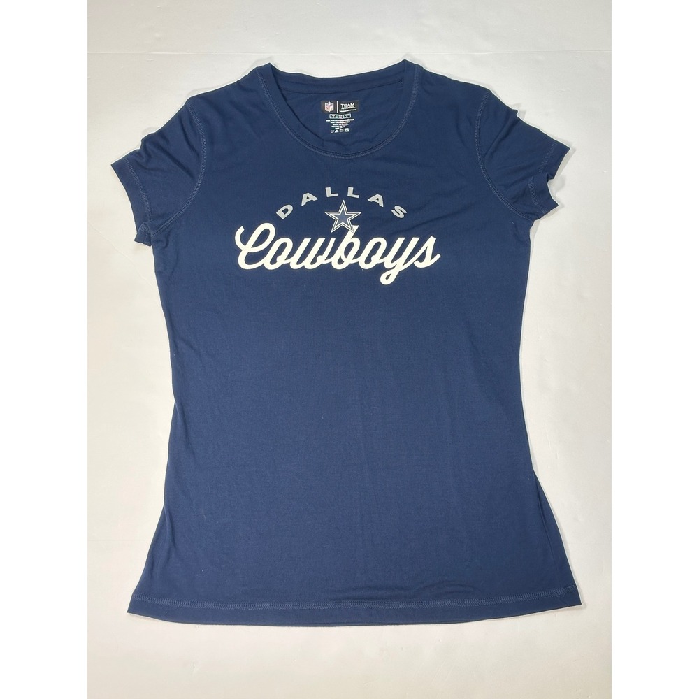 Team Apparel Dallas Cowboys Navy Blue Script Star Graphic T-Shirt Womens Size S